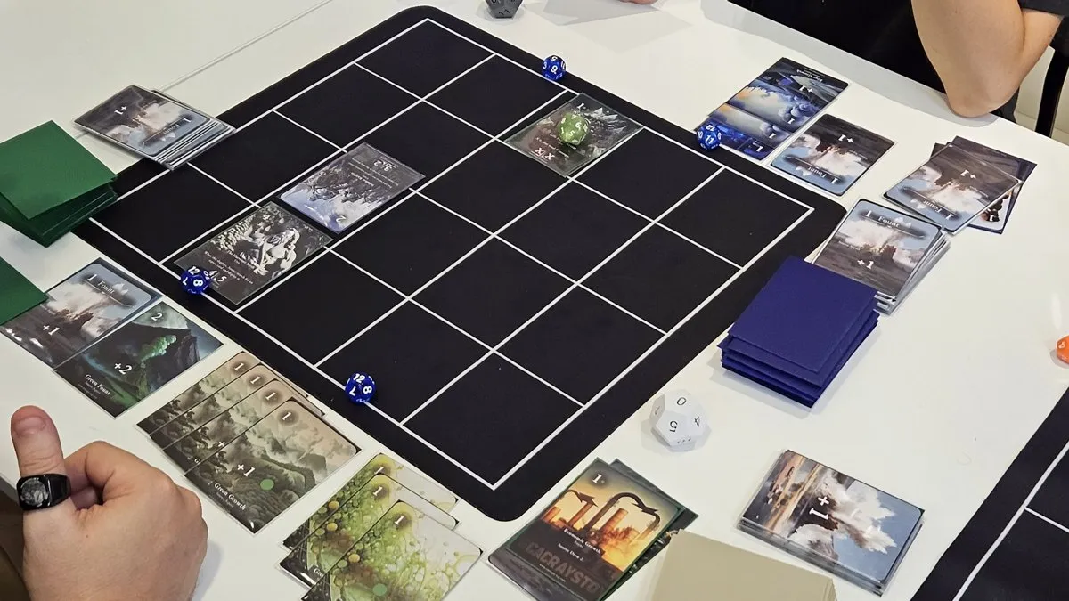 Entropy TCG being played at a tournament table